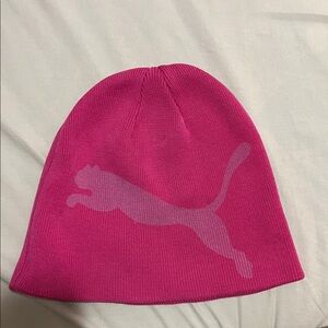 Puma Kids Hot Pink Knit Beanie with Tonal Puma Logo